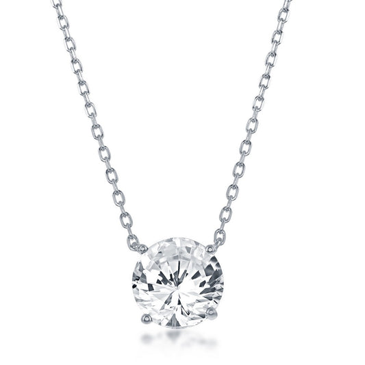 Sterling Silver, 8MM Crystal "April" Swarovski Element Necklace