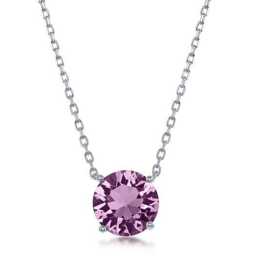 Sterling Silver 8MM Light Amethyst "June" Swarovski Element Necklace