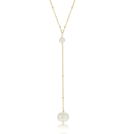 Sterling Silver Gold Plated Beads by the Yard Freshwater Pearl Lariat Necklace