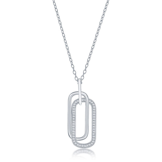 Sterling Silver Double Oval CZ Necklace