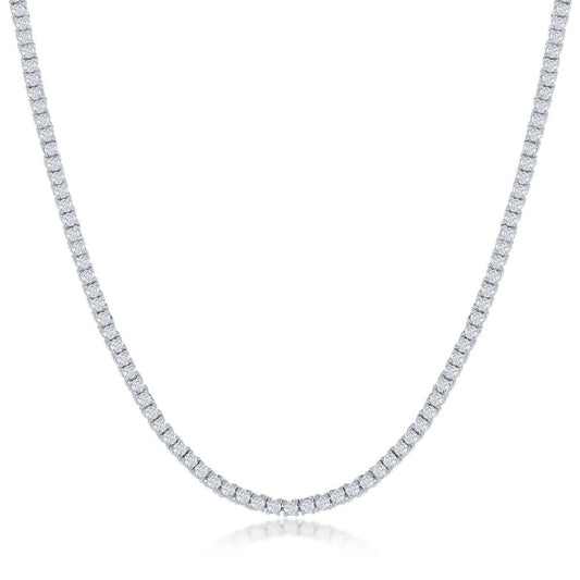 Sterling Silver, 2mm CZ Tennis Necklace