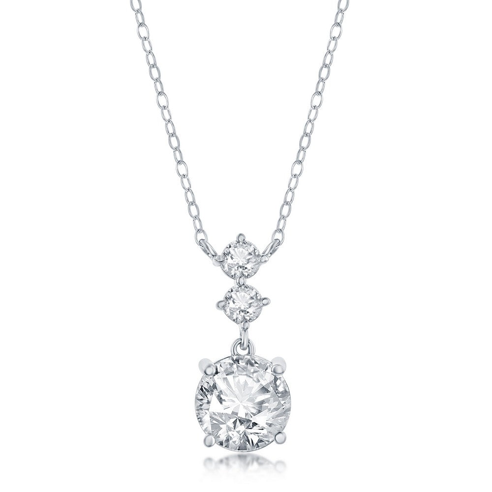Sterling Silver, Round CZ Necklace