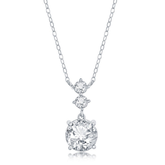 Sterling Silver, Round CZ Necklace