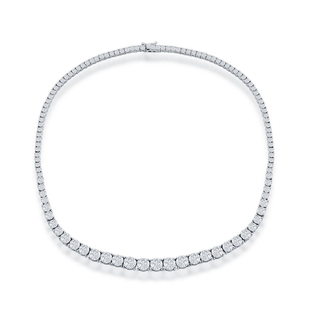 Sterling Silver Graduating Round CZ Tennis Necklace