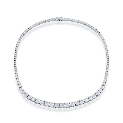 Sterling Silver Graduating Round CZ Tennis Necklace