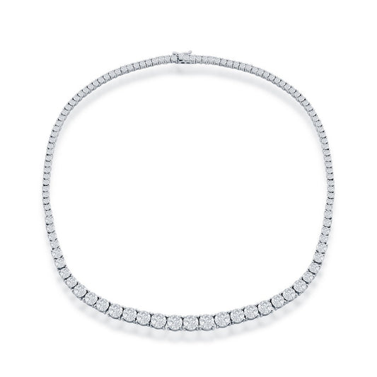 Sterling Silver Graduating Round CZ Tennis Necklace