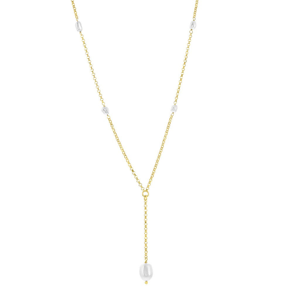 Sterling Silver, FWP Lariat Necklace - Gold Plated