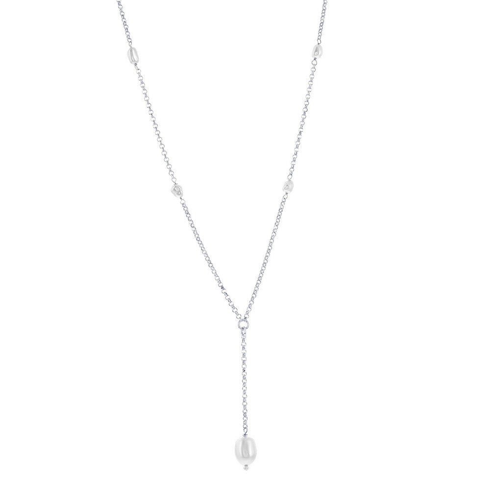 Sterling Silver, FWP Lariat Necklace