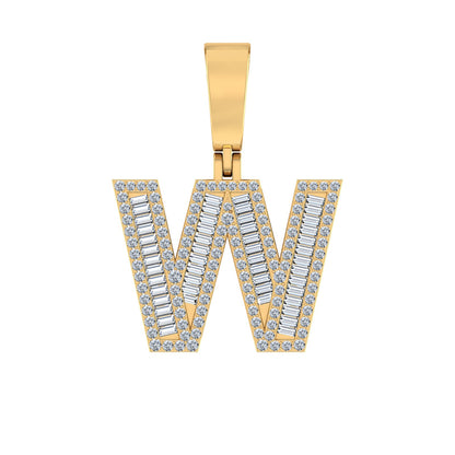 10K yellow gold W initial diamond pendant adorned with sparkling diamonds for elegant customization