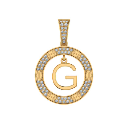 10K gold G initial diamond pendant with a sparkling design from Royal Jewelry and Watches