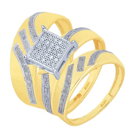 10K YG 0.23CT DIAMOND TRIO BRIDAL SET