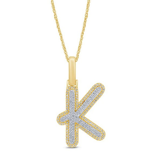 10K 0.34CT DIAMOND ALPHABET TREE FONT "INITIAL K"