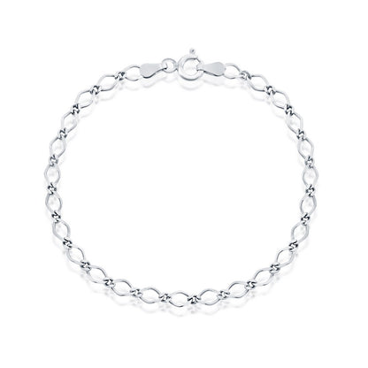 Sterling Silver Flat Linked Anklet