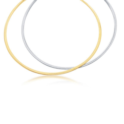Sterling Silver, 6mm Two-Tone Reversible Omega Necklace