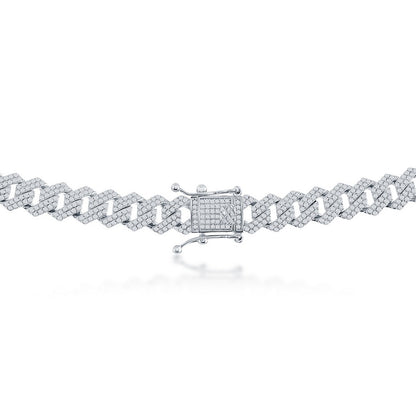 Sterling Silver 9mm Micro Pave Monaco Chain