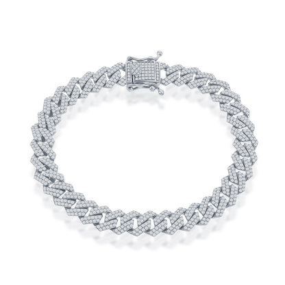 Sterling Silver 9mm Micro Pave Monaco Chain