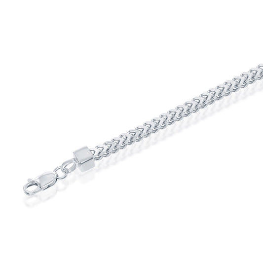 Sterling Silver 3mm Hollow Franco Chain - Rhodium Plated