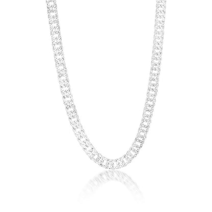 Sterling Silver 7.5mm Textured Double-Link Chain - Rhodium Plated