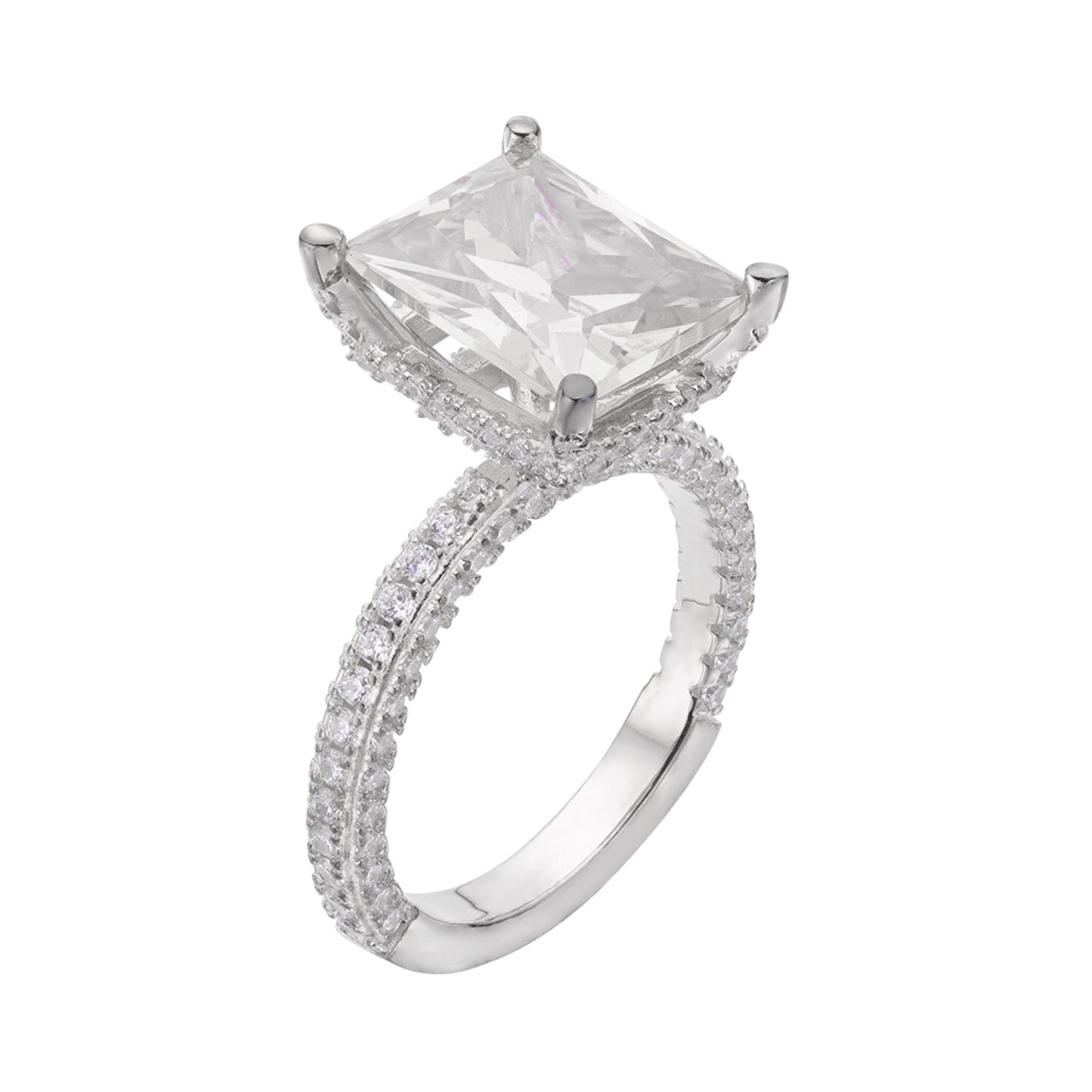 S.Silver Round 1.27 Cttw and Baguette 5.10 Cttw Moissanite Designer Sz 7 Womens Ring RP