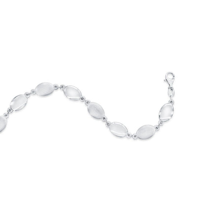 Sterling Silver, Alternating Brushed & Polished Oval Bracelet
