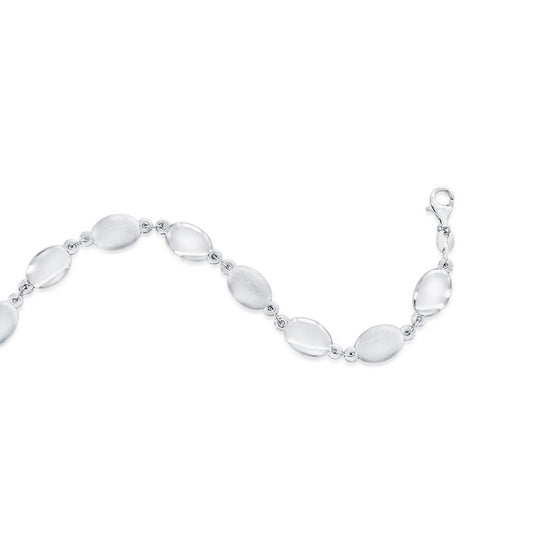 Sterling Silver, Alternating Brushed & Polished Oval Bracelet