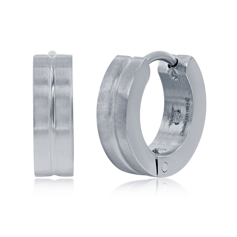 Stainless Steel 13mm Lined Huggie Hoop Earrings