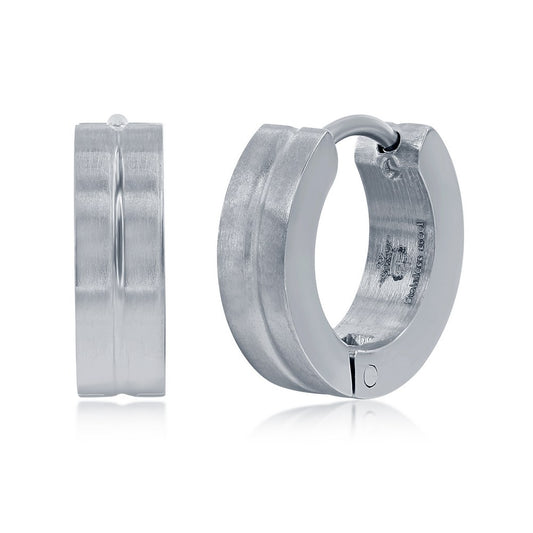 Stainless Steel 13mm Lined Huggie Hoop Earrings