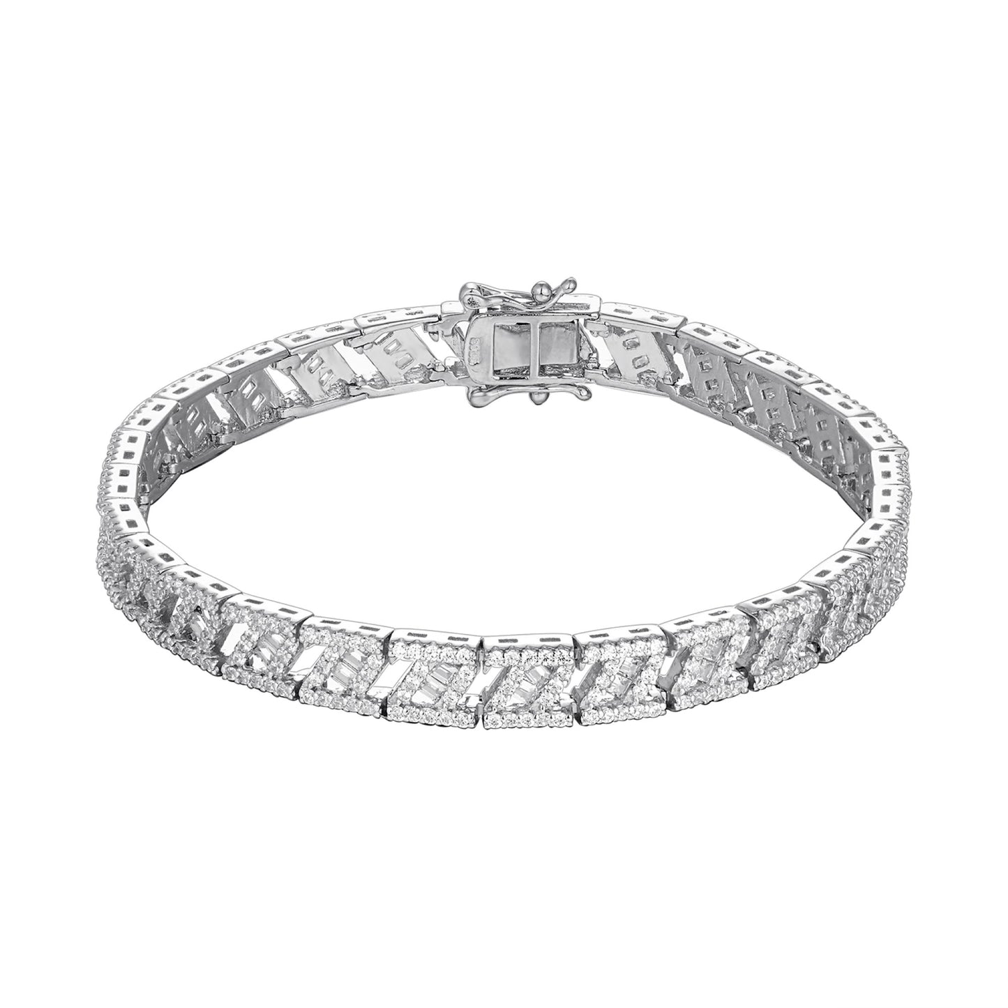Elegant sterling silver CZ women's bracelet featuring dazzling cubic zirconia stones