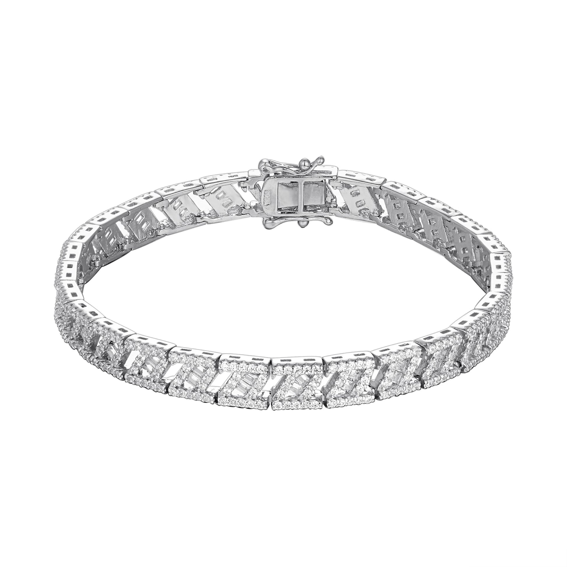 Elegant sterling silver CZ women's bracelet featuring dazzling cubic zirconia stones
