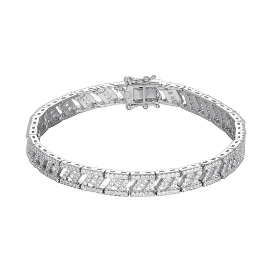 Elegant sterling silver CZ women's bracelet featuring dazzling cubic zirconia stones