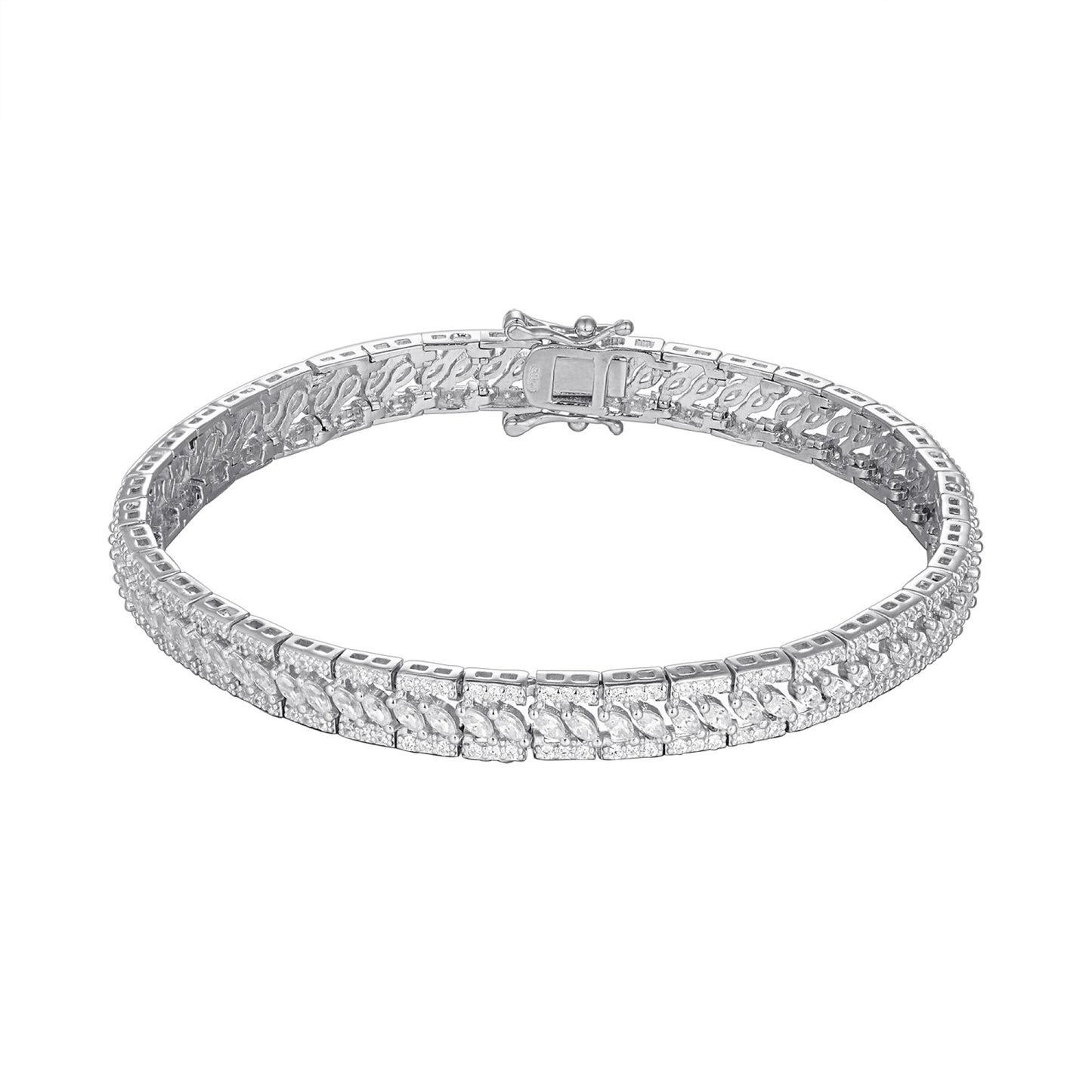 Sterling Silver CZ Designer 7.5 Inch Womens Bracelet RP