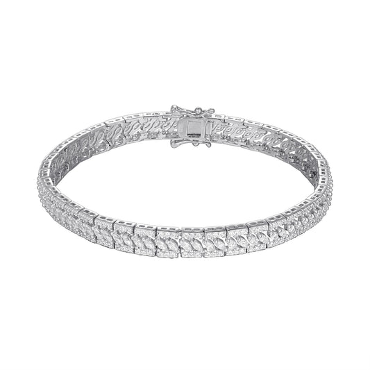 Sterling Silver CZ Designer 7.5 Inch Womens Bracelet RP