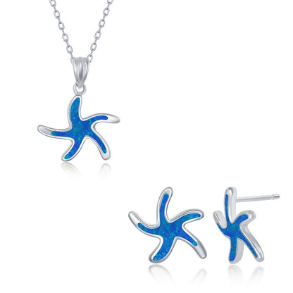 Classic Of New York sterling silver starfish jewelry set with pendant necklace and matching earrings