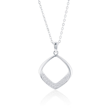 Sterling Silver, Pave CZ Diamond-Shaped Necklace & Earrings Set from Classic Of New York