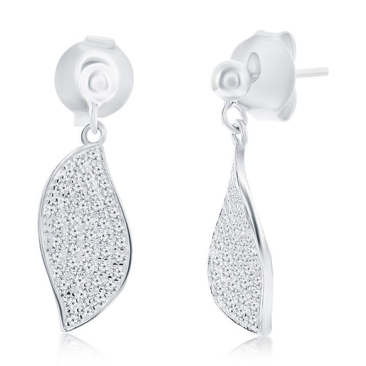 Sterling Silver, Pave CZ Wave Design Necklace & Earrings Set