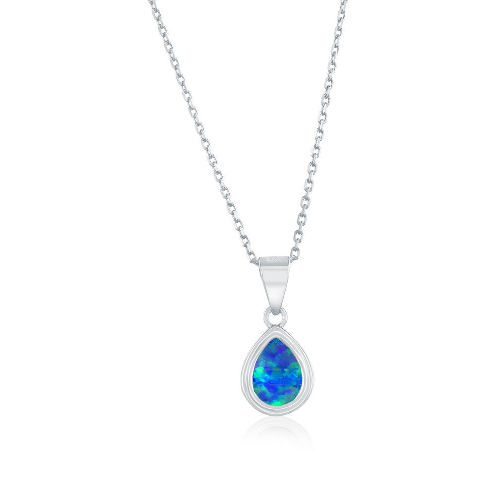 Sterling Silver, Pearshaped Opal Pendant & Earrings Set