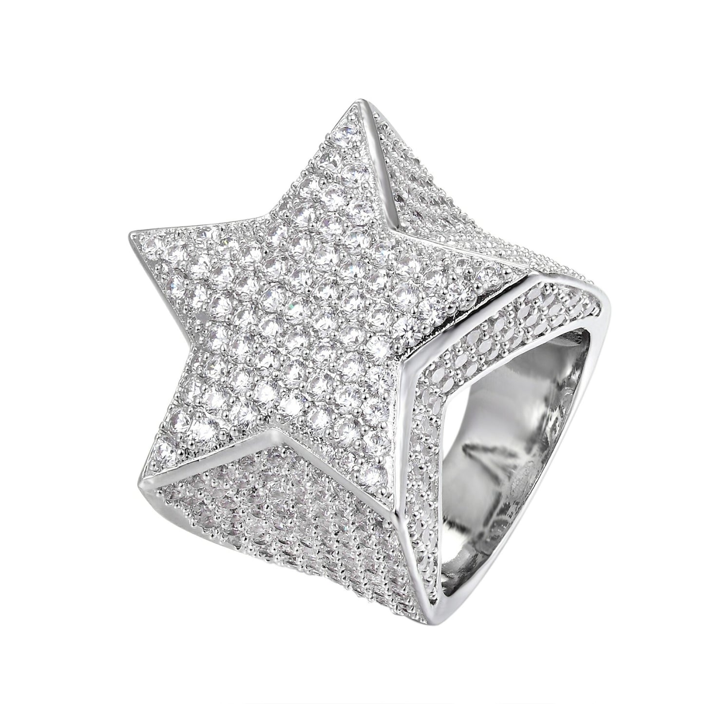 Sterling Silver CZ Star Designer Sz 7 Mens Ring RP