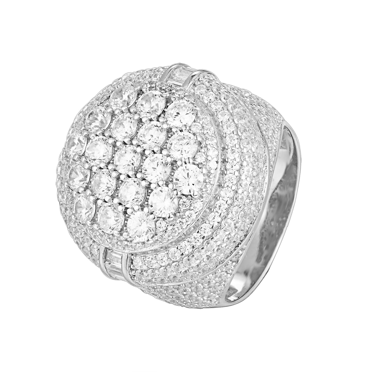 Sterling Silver Round Shape CZ Designer Sz 7 Mens Ring RP