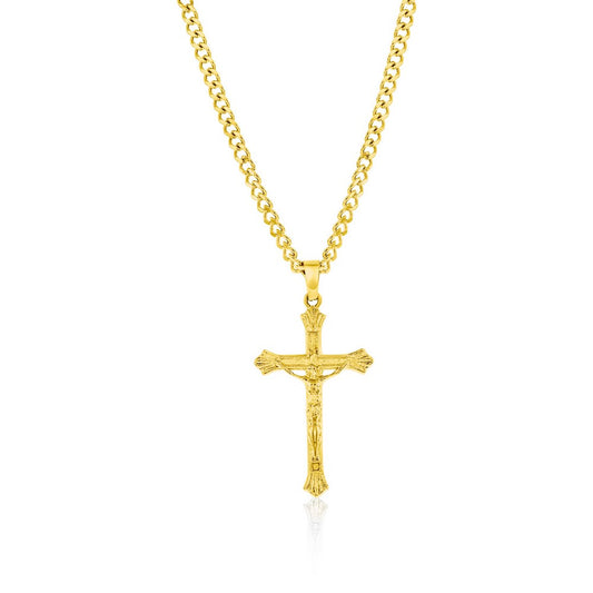 Stainless Steel, Cross Neckalce - Gold Plated