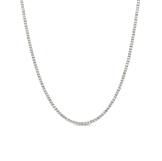 Sterling Silver 3mm CZ Tennis One Row Chain 4 Prong 18 Inch Necklace RP
