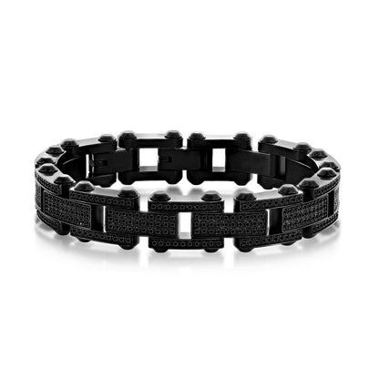 Stainless Steel Micro Pave CZ Bracelet - Black Plated