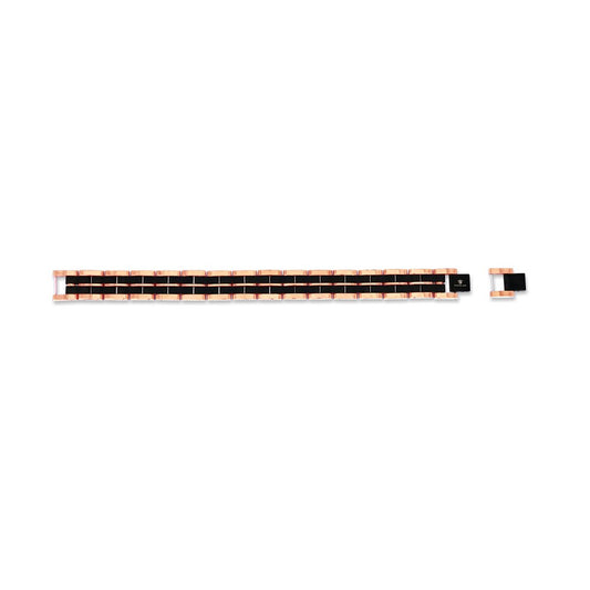 Stainless Steel, Two-Tone Double Striped Linked Bracelet - Black & Rose Gold