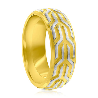 Stainless Steel Gold & Silver Designed Ring