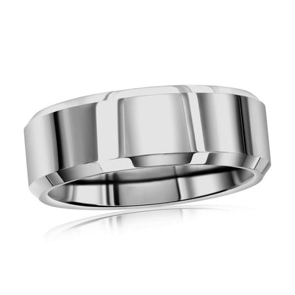 Polished Silver 8mm Tungsten Ring