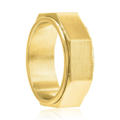 Stainless Steel Geometric Spinner Ring - Gold Plated
