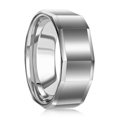High Polished Faceted Tungsten Ring