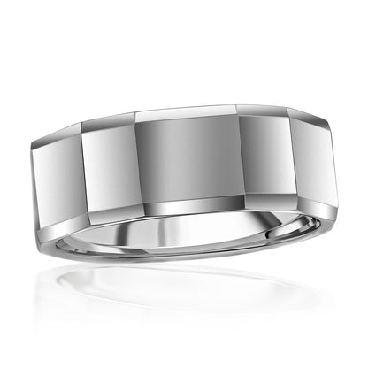 High Polished Faceted Tungsten Ring