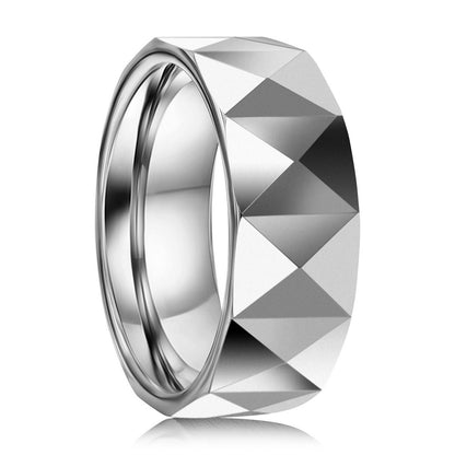 High Polished Square Faceted Tungsten Ring