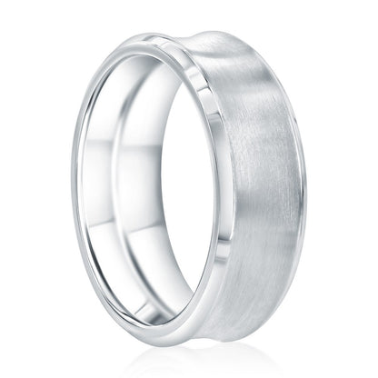 Stainless Steel, Brushed & Polished Curved Ring