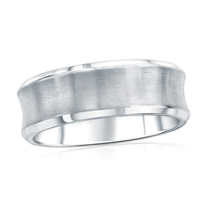 Stainless Steel, Brushed & Polished Curved Ring